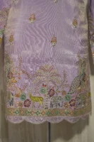 Elegant Mint Green Floral Embroidered Silk Kurta