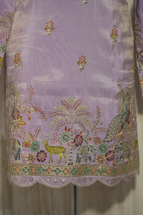 Elegant Mint Green Floral Embroidered Silk Kurta