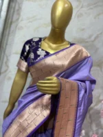 Lavender silk saree having rich pithani border paired with beautiful blouse