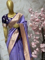 Lavender silk saree having rich pithani border paired with beautiful blouse