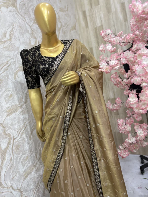Pure tissue saree with sequin work
