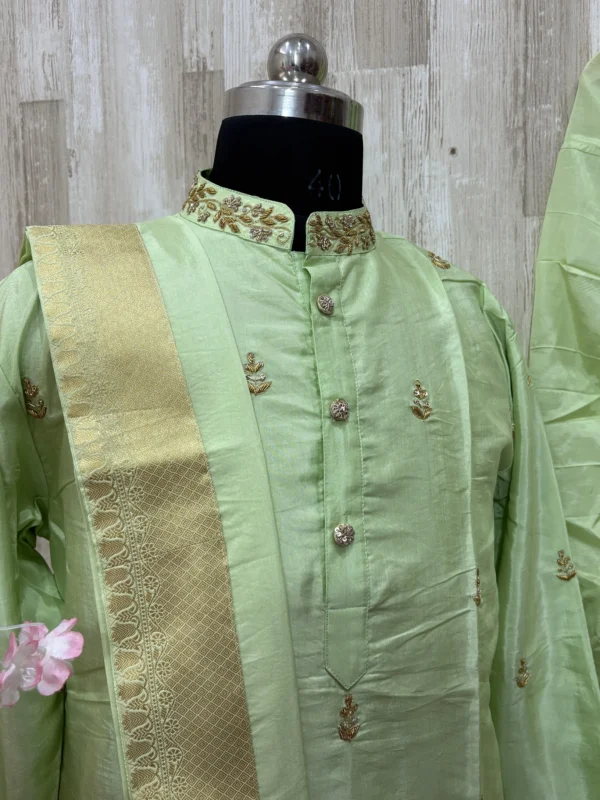 Soft silk dhoti set with beautiful maggam work