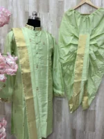 Soft silk dhoti set with beautiful maggam work
