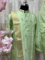 Soft silk dhoti set with beautiful maggam work