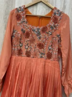 Double layered heavy work long gown