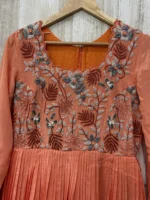 Double layered heavy work long gown