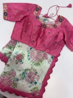 Georgette saree paired with beautiful maggam work blouse