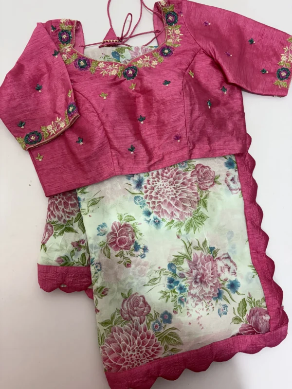 Georgette saree paired with beautiful maggam work blouse