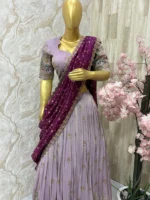 Kalamkari tissue lehenga set paired up with bandhini silk cut work dupatta