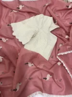 Swan design kota embroidery work saree with sequin work blouse