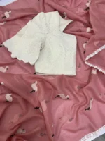 Swan design kota embroidery work saree with sequin work blouse