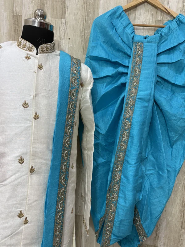 Sherwani dhoti set made with pure rawsilk fabric