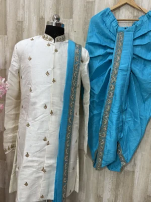 Sherwani dhoti set made with pure rawsilk fabric