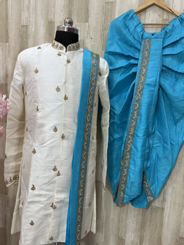 Sherwani dhoti set made with pure rawsilk fabric