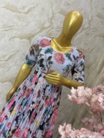 Floral long gown having maggam highlights on yoke part & hands