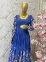 Floral georgette long gown with beautiful maggam work