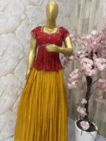 Maggam work peplum top paired with tissue skirt