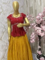 Maggam work peplum top paired with tissue skirt