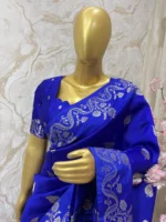 Pure raw mango saree with stitched blouse