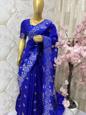 Pure raw mango saree with stitched blouse