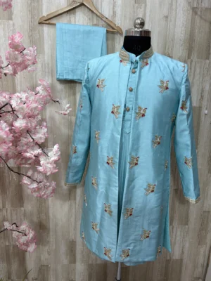 Exclusive maggam work over coat with kurta pijama