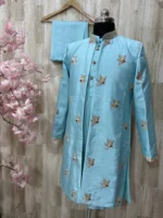 Exclusive maggam work over coat with kurta pijama