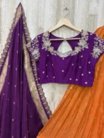 Tissue lehenga paired with beautiful maggam work & munita dupatta