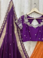 Tissue lehenga paired with beautiful maggam work & munita dupatta