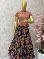 peplum top paired with beautiful floral skirt