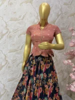 peplum top paired with beautiful floral skirt