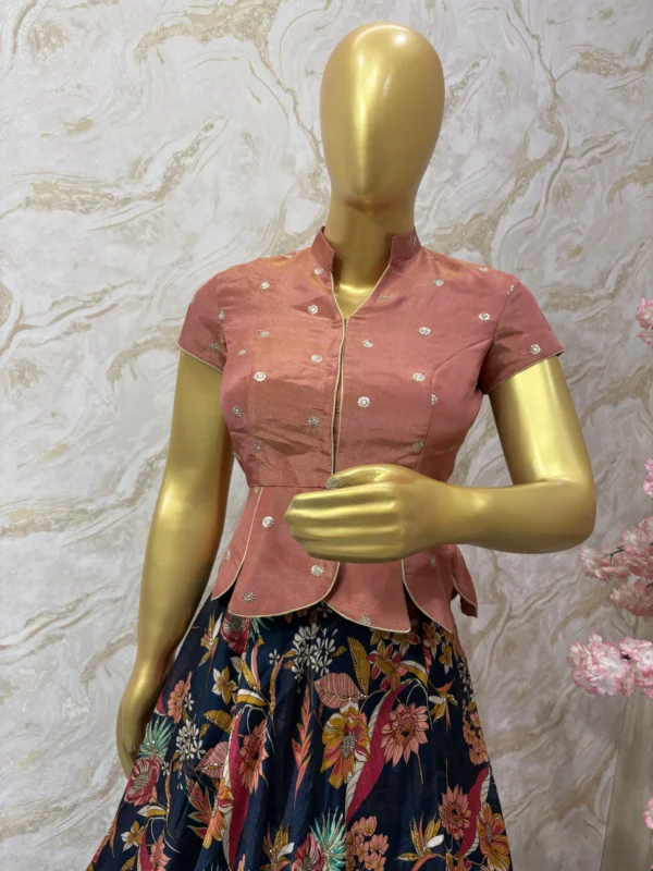 peplum top paired with beautiful floral skirt