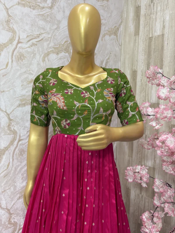 Pithani long gown with pretty kalamkari yoke part