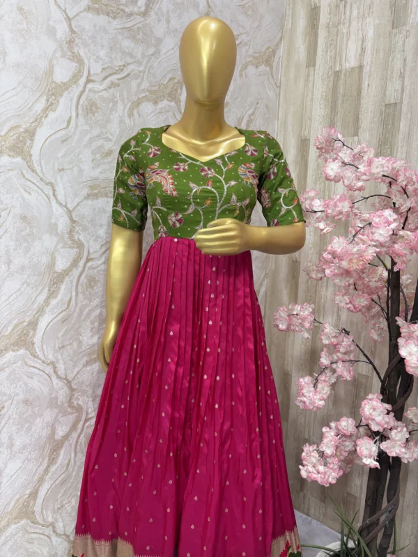 Pithani long gown with pretty kalamkari yoke part