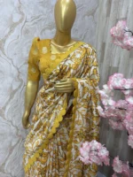 Kalamkari saree having scalap border paired with beautiful tissue sequin work blouse