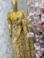 Kalamkari saree having scalap border paired with beautiful tissue sequin work blouse