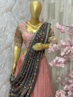 Pure munga crepe lehenga having beautiful pithani border pired with maggam work blouse & patola dupatta