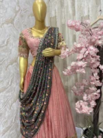 Pure munga crepe lehenga having beautiful pithani border pired with maggam work blouse & patola dupatta
