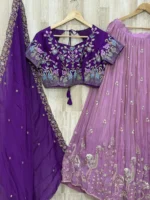 Bridal lehenga with heavy maggam work blouse paired with hand work dupatta