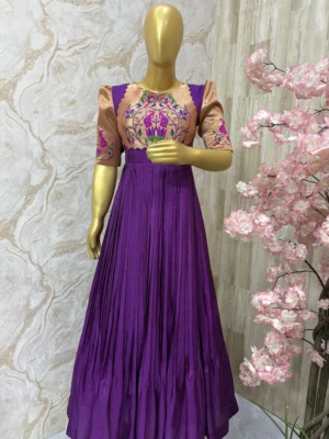 Designer pithani long gown with heavy flare