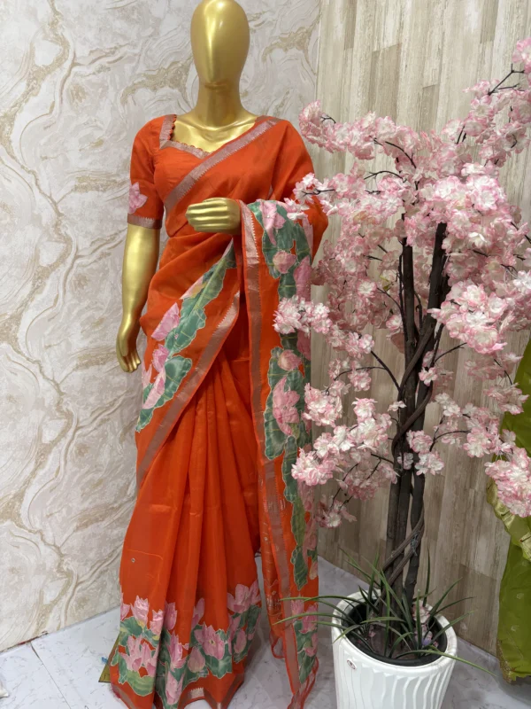 Pure mangalagiri handloom saree with applique work