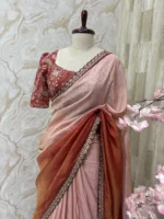 Tissue dual shade saree paired with beautiful sequin work blouse