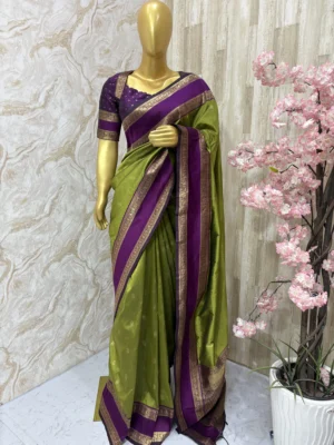 Vintage look soft banaras saree with blouse