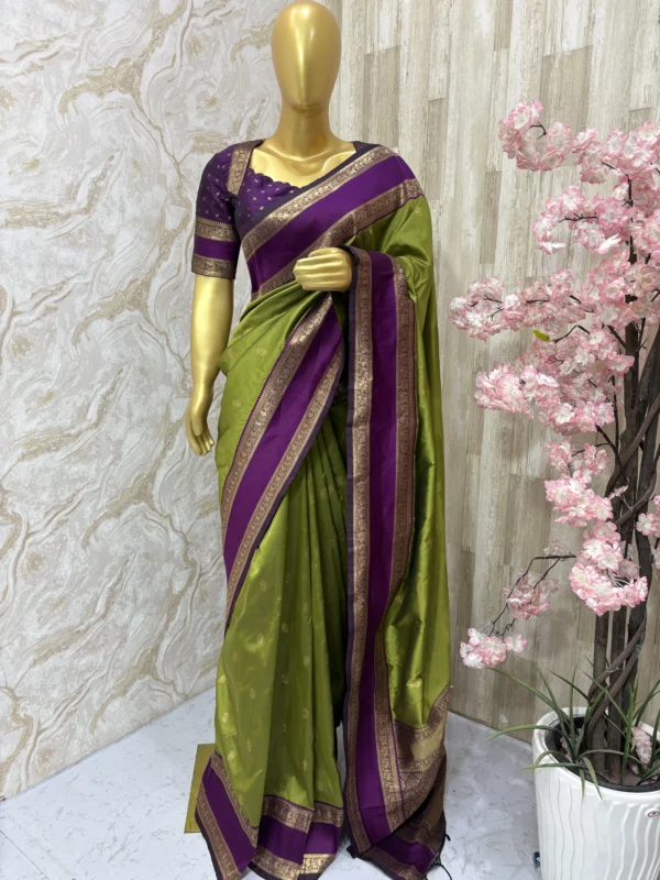 Vintage look soft banaras saree with blouse