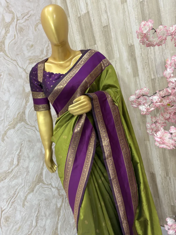 Vintage look soft banaras saree with blouse