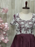 Pure crepe silk long gown with heavy pearl work & heavy flare