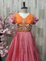 Dual shade pure crepe long gown with beautiful maggam work