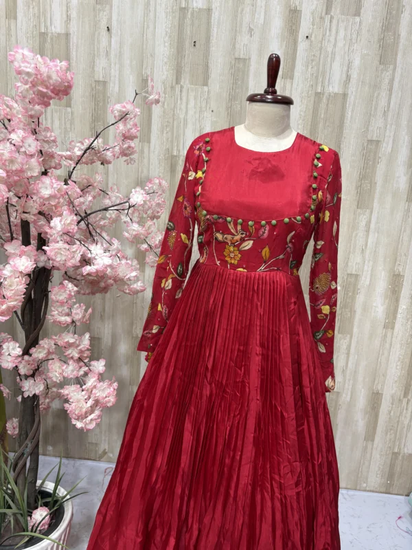 Kalamkari long gown with heavy flare