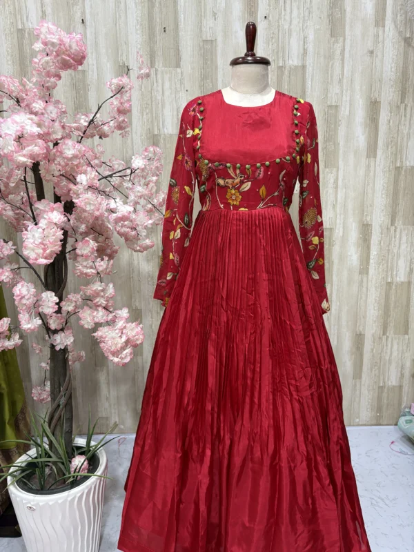 Kalamkari long gown with heavy flare