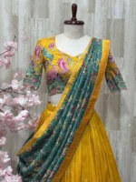 Kalamkari lehenga & blouse paired with beautiful kalamkari dupatta