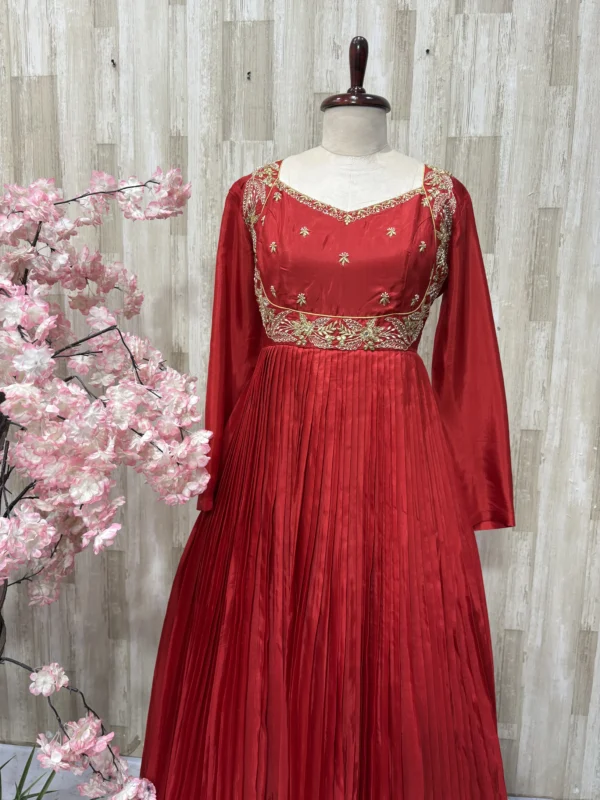 Pure crepe long gown with beautiful maggam work